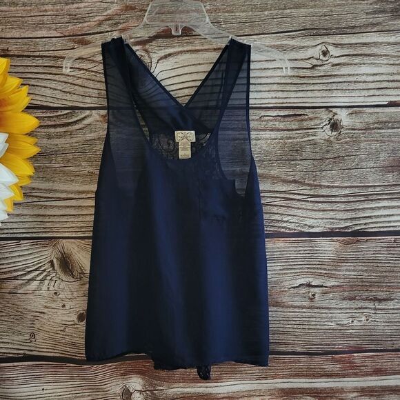 Eyelash Sleeveless top Women's small midnight blue Pre-owned - Picture 1 of 7